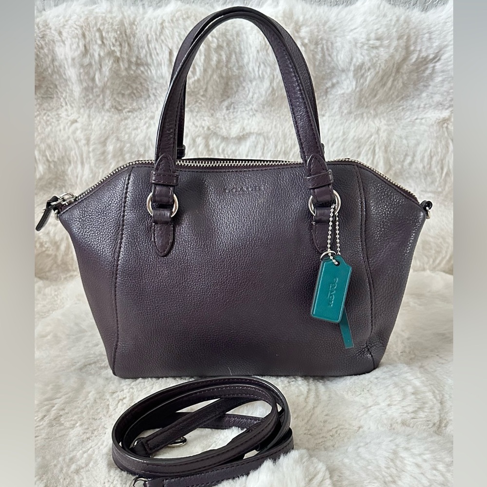 Coach Dark Purple Leather Satchel